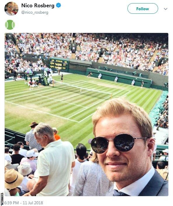 Nico Rosberg tweet showing him at Wimbledon