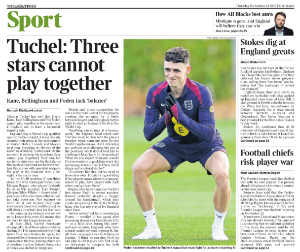 The sport section of the Times