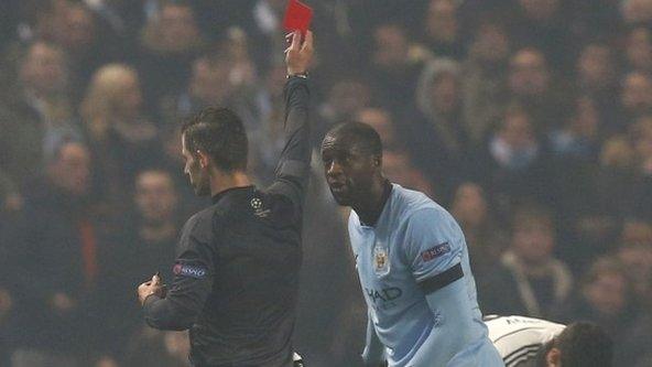 Yaya Toure is sent off