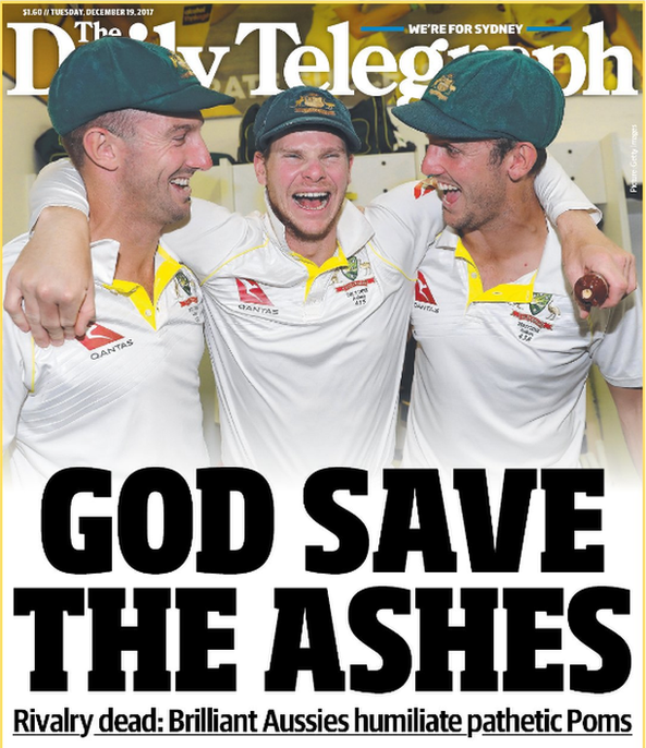 Australian newspaper The Daily Telegraph: God save the Ashes