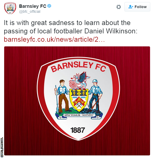 Championship club Barnsley shared their "great sadness" at the news