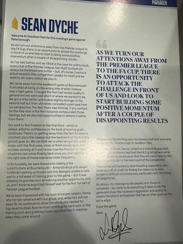 Sean Dyche programme notes