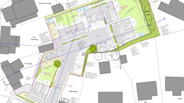 A planning map highlighting the site and where the new homes would be built.