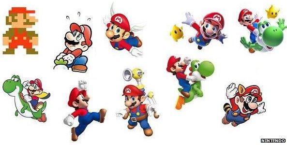 Mario designs over the decades