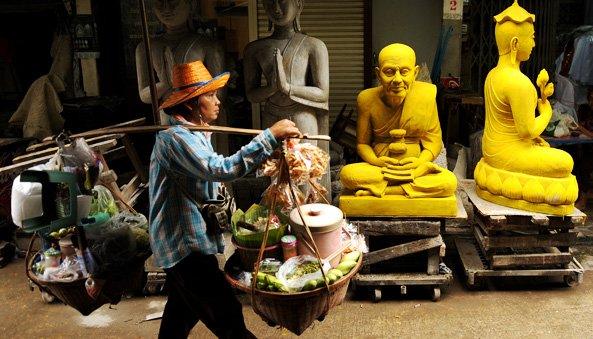 Man walks in backstreets of Bangkok