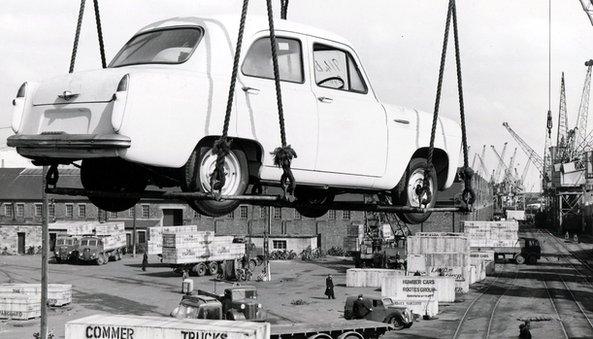 Car yn cael ei allforio i Awstralia yn 1955