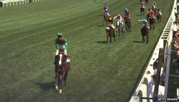 Shergar wins the 1981 Epsom Derby