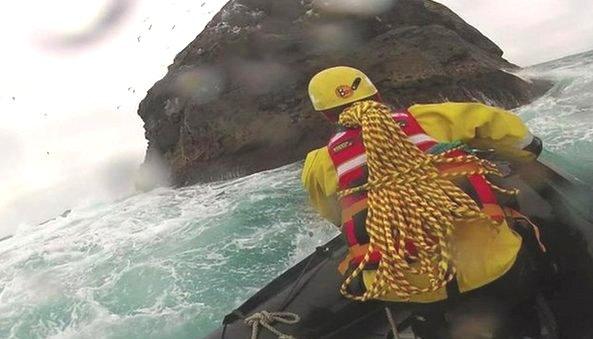 Nick Hancock approaching Rockall by boat