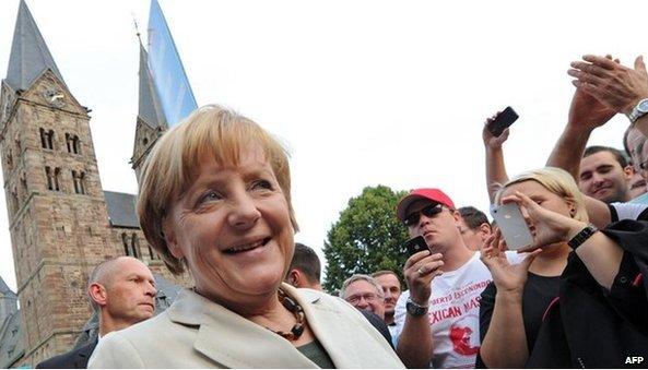 German Chancellor Angela Merkel campaigning, 29 Aug 13