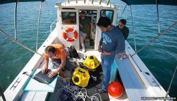 University of Buffalo underwater wi-fi testing team