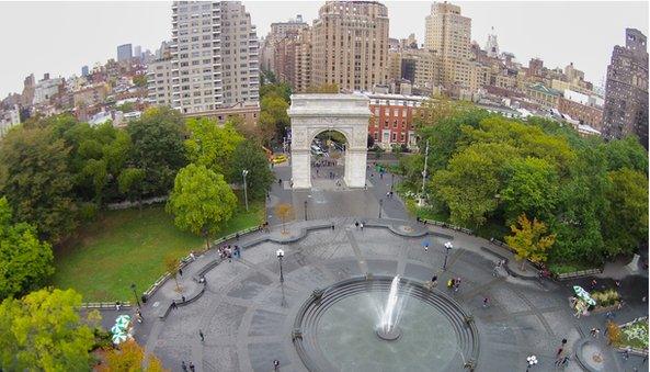 View into Washington Square Park with the arch