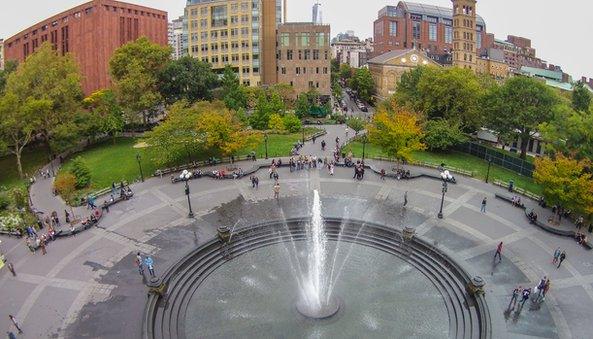 View into Washington Square Park from the arch