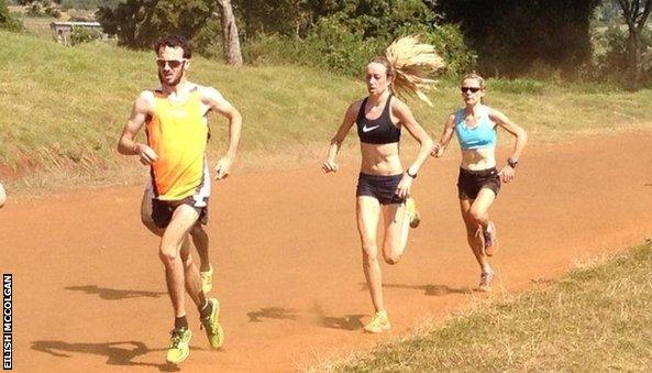 Eilish McColgan in training at Iten in February last year