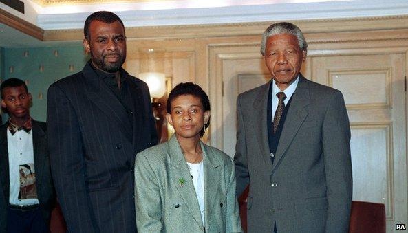 Lawrence family with Mandela