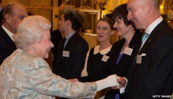 Fishmonger Pat O'Connell with the Queen