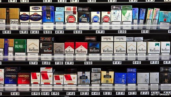 Cigarettes in a store