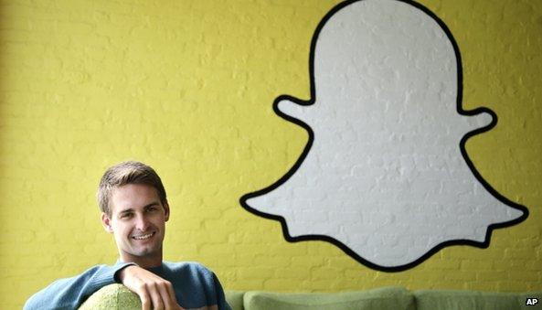 Evan Spiegel and Snapchat logo