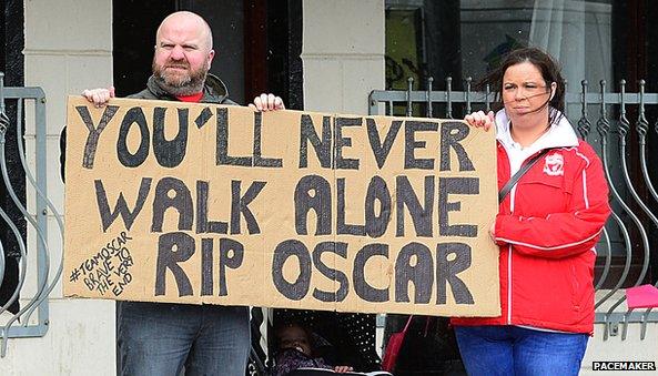 People lined the route of the procession