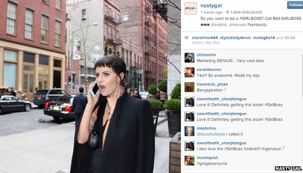 Screenshot of Nasty Gal instagram