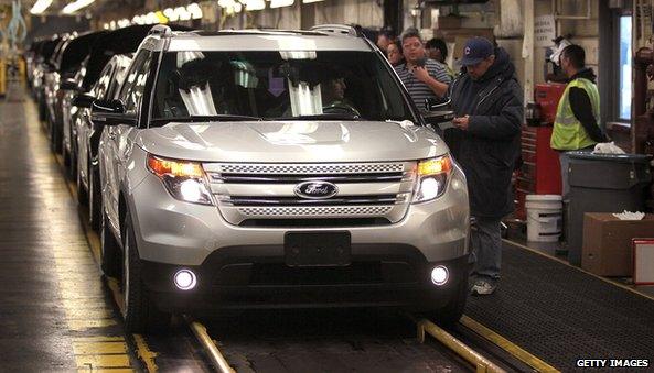 Ford Explorer on assembly line