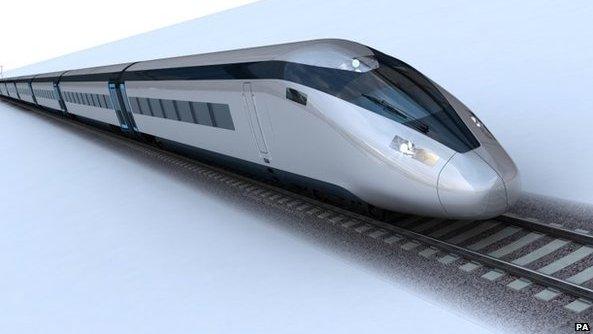 An artist's impression of part of a possible HS2 train