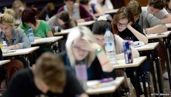 Students studying in a library