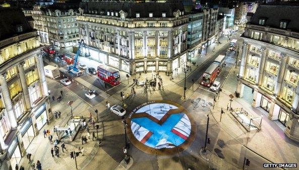 X men logo in oxford circus