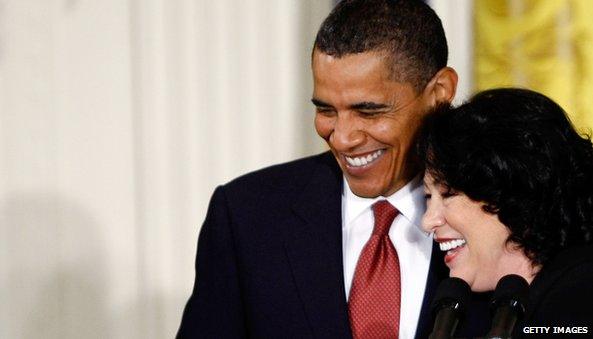 US President Barack Obama and Justice Sonia Sotomayor