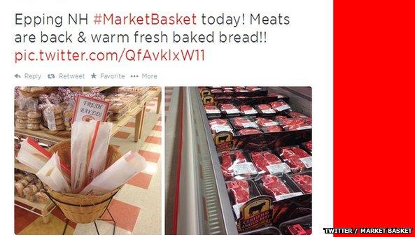 Market basket tweet about being in stock