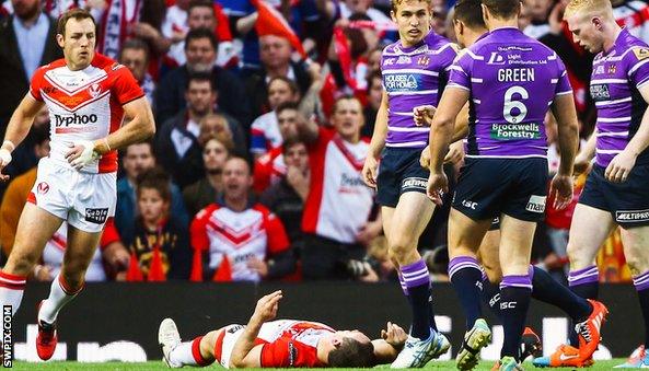 Lance Hohaia only returned to the field to celebrate Saints' Grand Final win