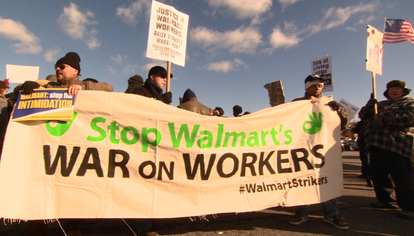 OUR Walmart protestors outside a Walmart in Bergen NJ