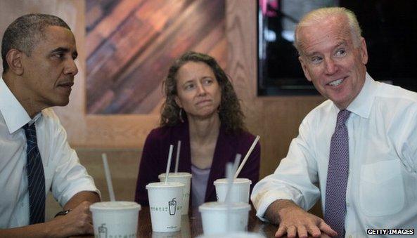 President Obama and Joe Biden in a Shake Shack