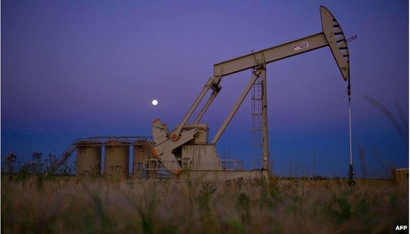 Oil rig at dusk