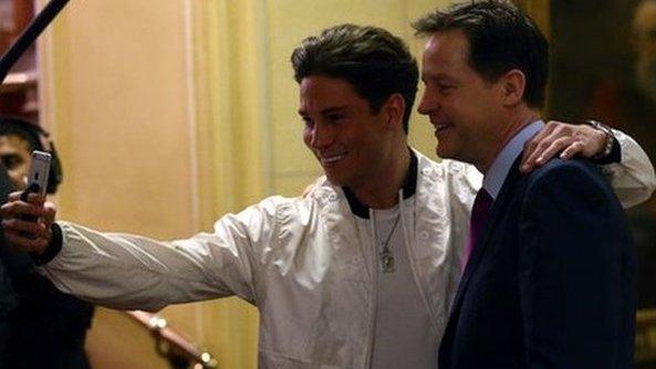 Joey Essex takes selfie with Nick Clegg