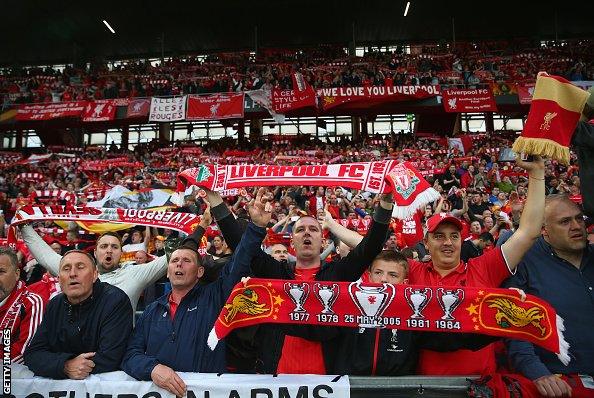 Liverpool fans at the 2016 Europa League final