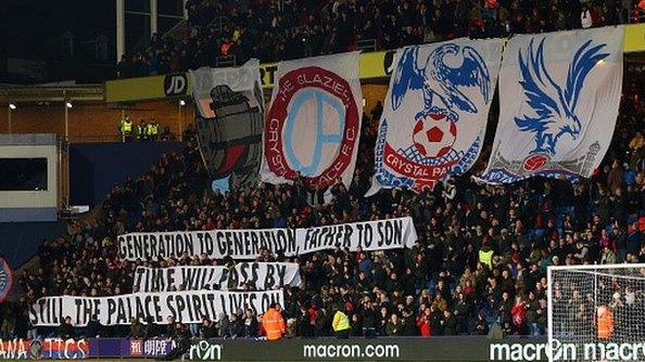 Fans at Crystal Palace's Selhurst Park ground