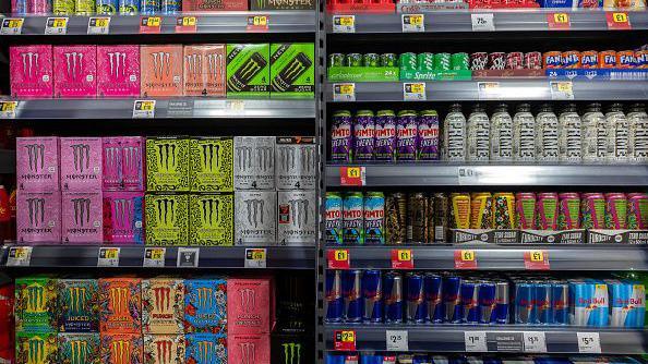 Shelves of energy drink