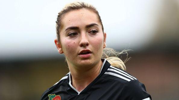 Footballer Maddy Cusack looks on while playing for Sheffield United women in 2023
