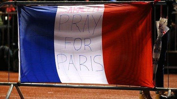 A French flag brought by Saracens fans for their match against Toulouse