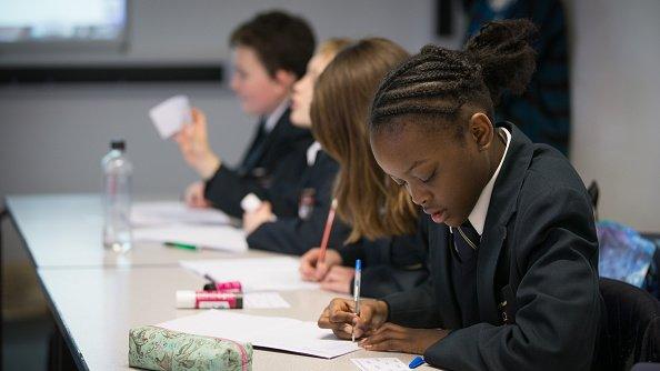 school children in classroom