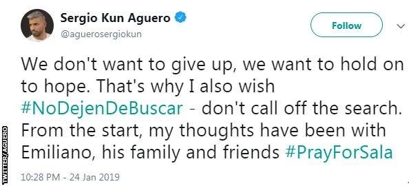 Image of Sergio Aguero's tweet