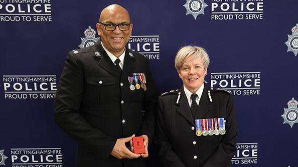 Special Sergeant Wayne Cliff with Chief Constable Kate Meynell