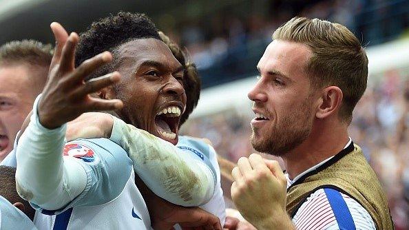 Daniel Sturridge celebrates his winning goal against Wales