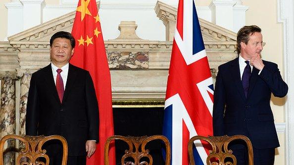 China's President Xi Jinping with British Prime Minister David Cameron in London in October 2015