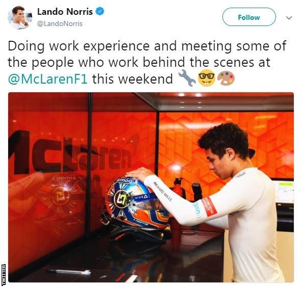 Lando Norris tweet