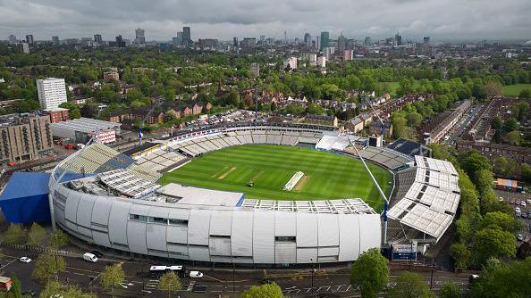 An aerial view Edgbaston Cricket Ground in Birmingham.