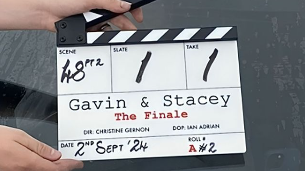 a clapperboard from the first day of filming for final episode of Gavin and Stacey