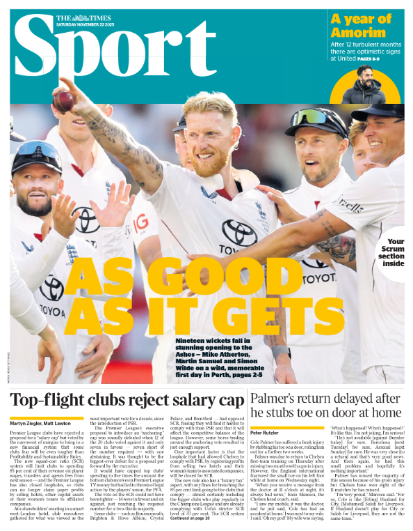 The backmost page of The Times 