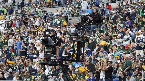 ESPN camera crews in place for an American Football game