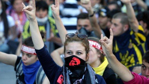 Protestors in Taksim square